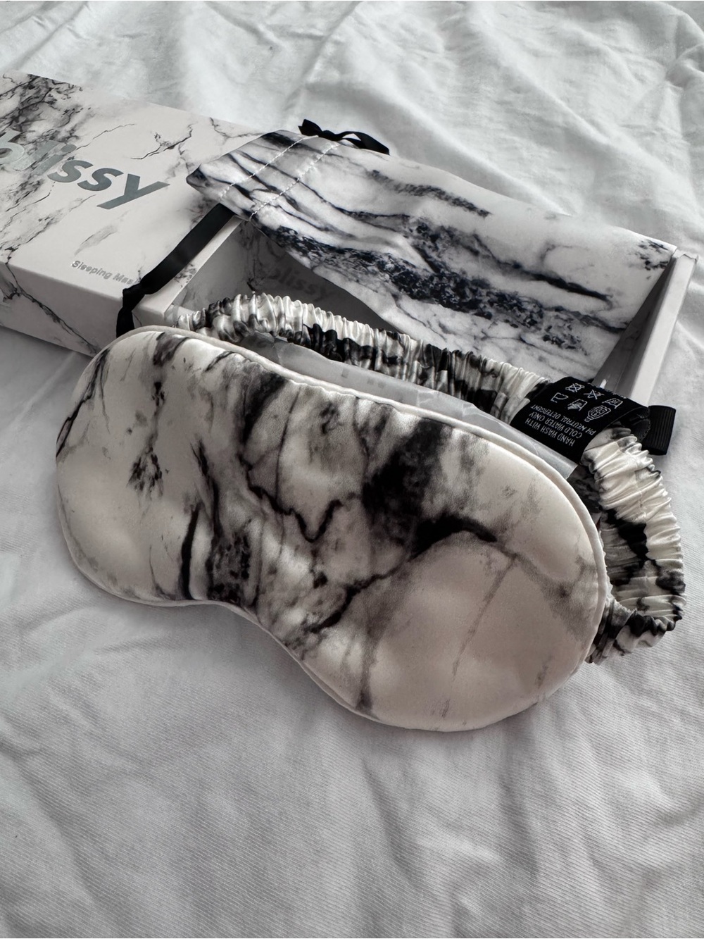 Blissy Pure Mulberry Silk Sleeping Mask - Marble Pattern